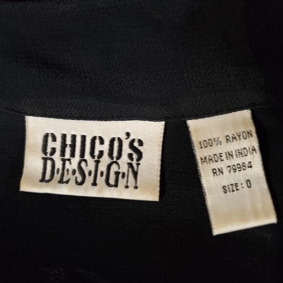 Vtg 90s Chicos Design Egyptian Hieroglyph Sheer Shell Button Blouse Sz 0 US S 4 - Picture 9 of 13